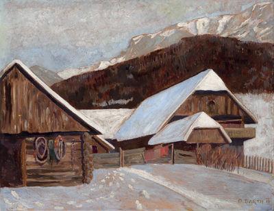 Otto Barth Farmhouse in winter Germany oil painting art